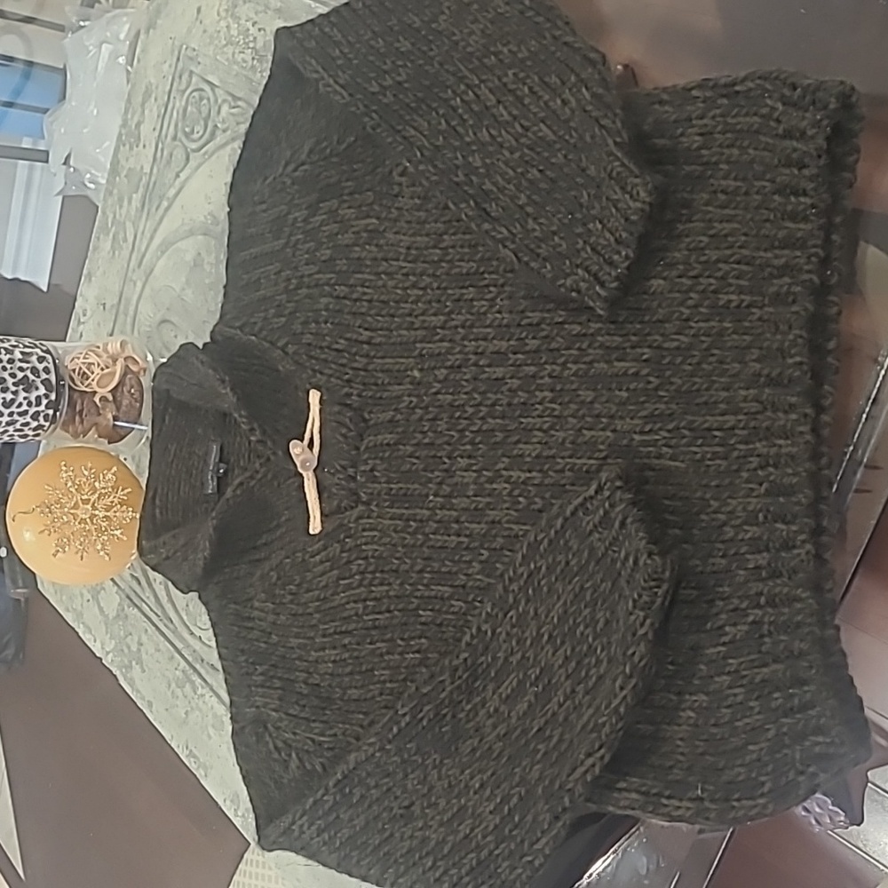 FILIPPO NOVELLI CHUNKY WAFFLE KNIT WOOL BLEND HIGH NECK SWEATER LARGE